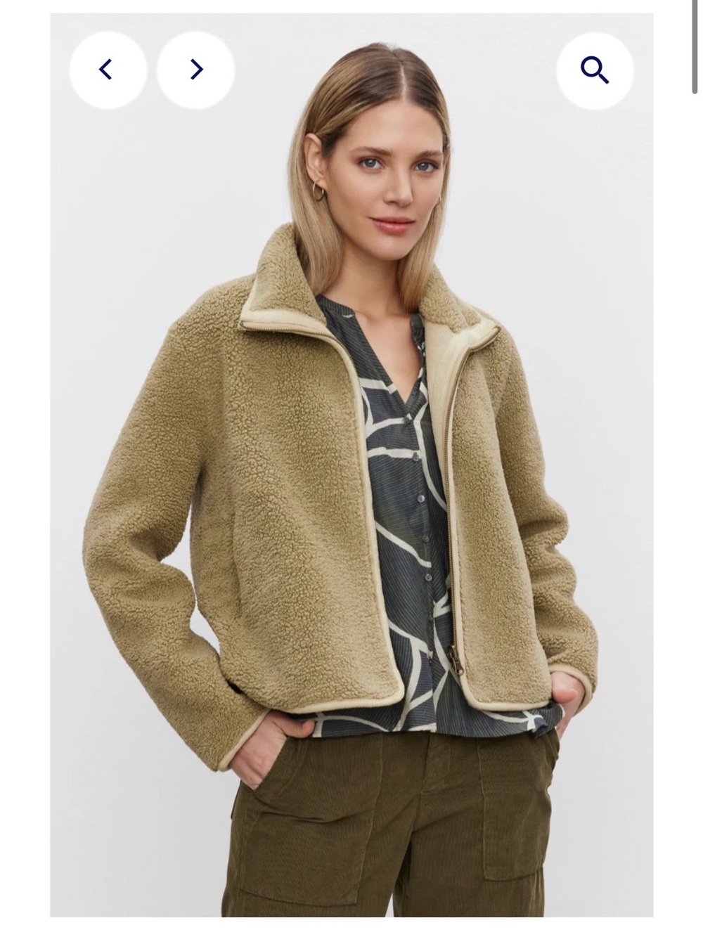 Velvet by Graham and Spencer - Reba Reversible Sherpa Jacket, Small pistachio